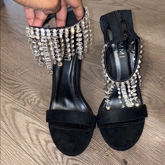 Black Heels with Dangling crystals on ankle Size 7 - Picture 6 of 7